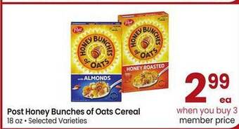 Safeway Post Honey Bunches Of Oats Cereal offer