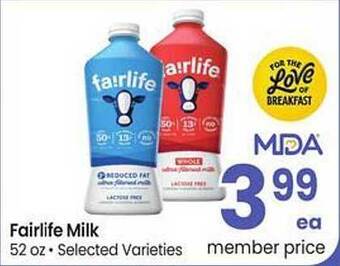 Safeway Fairlife Milk offer
