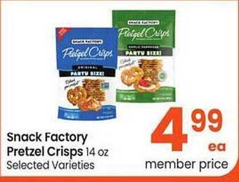 Safeway Snack Factory Pretzel Crisps offer