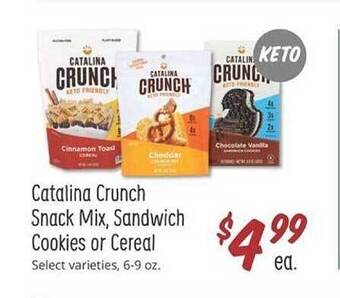 Sprouts Farmers Market Catalina Crunch Snack Mix, Sandwich Cookies Or Cereal offer