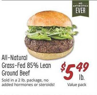 Sprouts Farmers Market Allnatural Grassfed 85% Lean Ground Beef offer