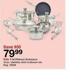 Target T-fal Endurance 14-pc. stainless steel cookware offer