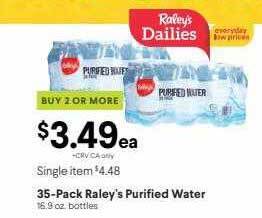 Nob Hill 35-pack Raley's Purified Water offer