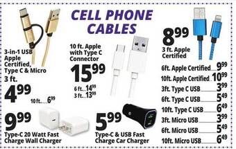 Ocean State Job Lot Cell Phone Cables offer