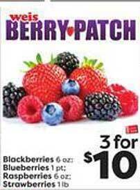 Weis Markets Blackberries, Blueberries, Raspberries, Strawberries offer
