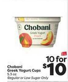 Weis Markets Chobani Greek Yogurt Cups offer