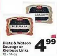 Weis Markets Dietz & Watson Sausage Or Kielbasa Links offer