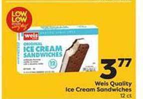 Weis Markets Weis Quality Ice Cream Sandwiches offer