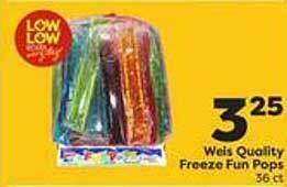 Weis Markets Weis Quality Freeze Fun Pops offer