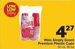 Weis Markets Weis Simply Great Premium Plastic Cups offer