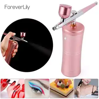 AliExpress Top 0.4mm pink mini air compressor kit air-brush paint spray gun airbrush for nail art tattoo craft cake nano fog mist spraye offer