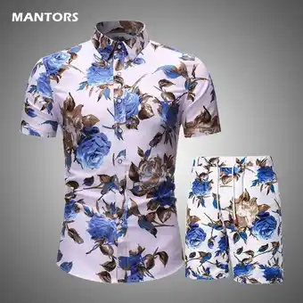 AliExpress Summer men two piece set floral print shirts shorts set casual men's tracksuit fashion hawaiian suit short sleeve men sets 20 offer