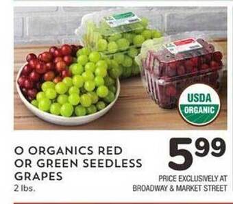 Albertsons O Organics Red Or Green Seedless Grapes offer