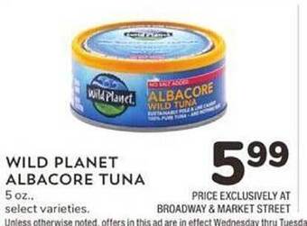 Albertsons Wild Planet Albacore Tuna offer