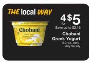 Fairway Store Market Chobani Greek Yogurt offer