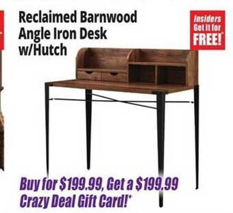Ocean State Job Lot Reclaimed Barnwood Angle Iron Desk W Hutch offer