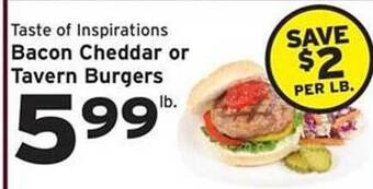 Hannaford Bacon Cheddar Or Tavern Burgers offer