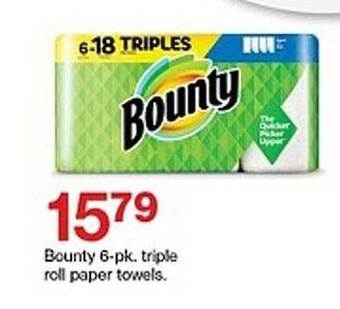 Target Bounty 6-pk Triple Roll Paper Towels offer