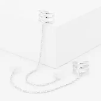 Claire's Silver triple row ear cuffs - compatible with apple airpods® offer