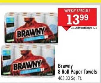 Price Chopper Brawny 8 Roll Paper Towels offer