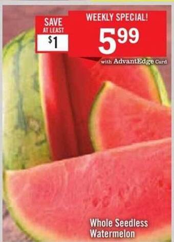 Price Chopper Whole Seedless Watermelon offer