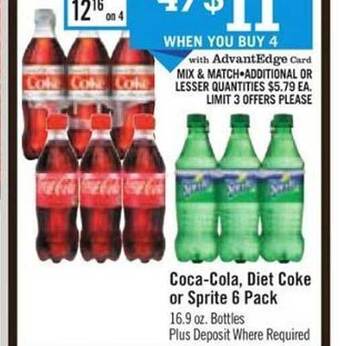 Price Chopper Coca-cola, Diet Coke Or Sprite 6 Pack offer