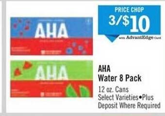 Price Chopper Aha Water 8 Pack offer