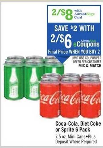 Price Chopper Coca-cola, Diet Coke Or Sprite 6 Pack offer