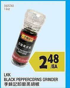 Lkk Black Peppercorns Grinder