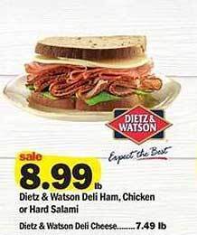 Meijer Dietz & Watson Deli Ham Chicken Or Hard Salami offer