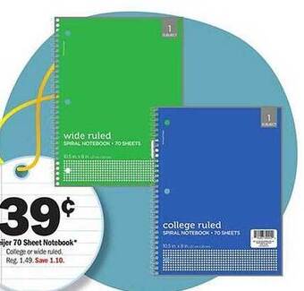 Meijer Meijer 70 Sheet Notebook offer