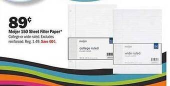 Meijer Meijer 150 Sheet Filler Paper offer