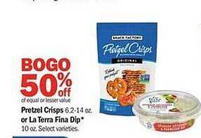 Meijer Pretzel Crisps Or La Terra Fina Dip offer