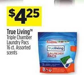 Dollar General True Living Triple Chamber Laundry Pacs offer