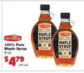 Family Fare Our Family 100% Pure Maple Syrup offer