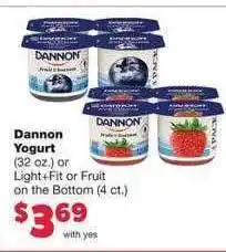 Family Fare Dannon Yogurt Or Light + Fit Or Fruit On The Bottom offer