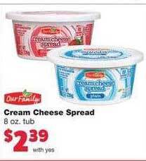 Family Fare Our Family Cream Cheese Spread offer