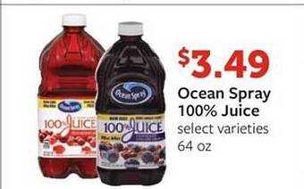 Fareway Ocean Spray 100% Juice offer