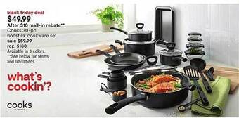 JC Penney Cooks 30-pc Nonstick Cookware Set offer