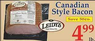 Market Basket Leidy's Canadian Style Bacon offer