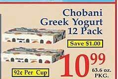 Market Basket Chobani Greek Yogurt 12 Pack offer