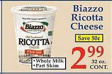 Market Basket Biazzo Ricotta Cheese offer