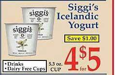Market Basket Siggi's Icelandic Yogurt offer