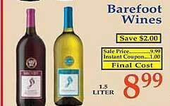 Market Basket Barefoot Wines offer