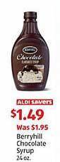 Aldi Berryhill Chocolate Syrup offer