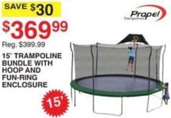 Dunham's Sports 15' Trampoline Bundle With Hoop And Fun-Ring Enclosure offer