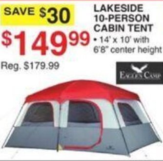 Dunham's Sports Lakeside 10-Person Cabin Tent offer