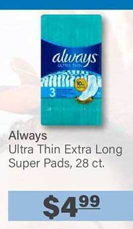 Commissary Always Ultra Thin Extra Long Super Pads offer