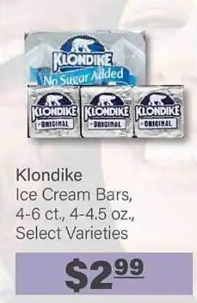 Commissary Klondike Ice Cream Bars Select Varieties offer