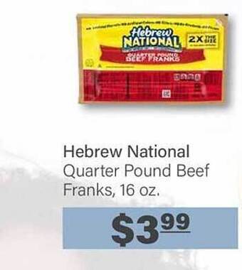 Commissary Hebrew National Quarter Pound Beef Franks offer